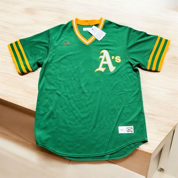 Official Reggie Jackson Oakland A's Cooperstown Throwback Jersey Nike Men Sz L - Picture 1 of 15